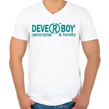 PRINTFASHION deverboy - Férfi V-nyakú póló - Fehér férfi póló