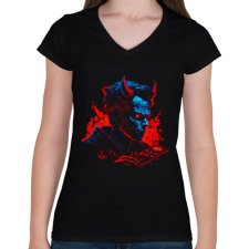 PRINTFASHION Devil design - Női V-nyakú póló - Fekete női póló
