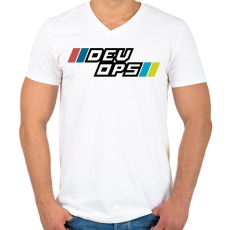 PRINTFASHION DEVOPS - Férfi V-nyakú póló - Fehér