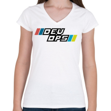 PRINTFASHION DEVOPS - Női V-nyakú póló - Fehér női póló