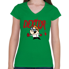 PRINTFASHION Dexter laboratóriuma? - Női V-nyakú póló - Zöld