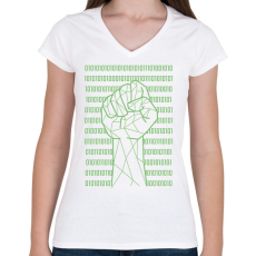 PRINTFASHION Digital power  - Női V-nyakú póló - Fehér