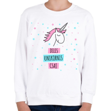 PRINTFASHION Dilis egyszarvú csaj - Gyerek pulóver - Fehér gyerek pulóver, kardigán