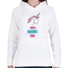 PRINTFASHION Dilis egyszarvú csaj - Női kapucnis pulóver - Fehér