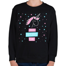PRINTFASHION Dilis unikornis csaj - Gyerek pulóver - Fekete