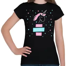PRINTFASHION Dilis unikornis csaj - Női póló - Fekete női póló