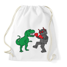 PRINTFASHION Dínó és robot - Sportzsák, Tornazsák - Fehér tornazsák