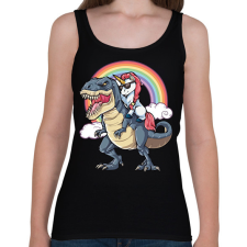PRINTFASHION Dínó és szivárvány póni lovas - Női atléta - Fekete női trikó