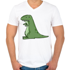 PRINTFASHION Dínó - Férfi V-nyakú póló - Fehér férfi póló