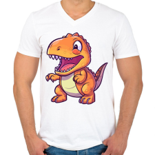 PRINTFASHION dino - Férfi V-nyakú póló - Fehér férfi póló