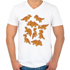 PRINTFASHION Dínó husi - Férfi V-nyakú póló - Fehér