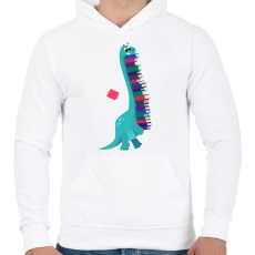 PRINTFASHION Dinó könyvekkel - Férfi kapucnis pulóver - Fehér