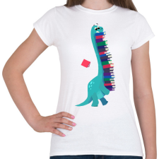 PRINTFASHION Dinó könyvekkel - Női póló - Fehér női póló