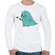 PRINTFASHION Dino love - fiú - Férfi hosszú ujjú póló - Fehér