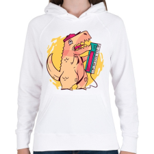 PRINTFASHION Dínó - Női kapucnis pulóver - Fehér női pulóver, kardigán
