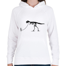 PRINTFASHION Dínó sétáltatás - Női kapucnis pulóver - Fehér női pulóver, kardigán