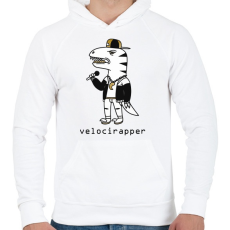 PRINTFASHION Dínó  veloci - rapper_ - Férfi kapucnis pulóver - Fehér