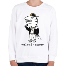 PRINTFASHION Dínó  veloci - rapper_ - Gyerek pulóver - Fehér