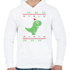 PRINTFASHION Dínós csúnya pulcsi - Férfi kapucnis pulóver - Fehér férfi pulóver, kardigán