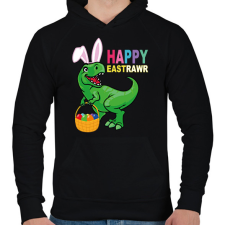 PRINTFASHION Dinós húsvét - Férfi kapucnis pulóver - Fekete férfi pulóver, kardigán