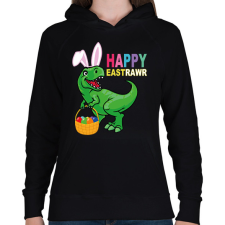 PRINTFASHION Dinós húsvét - Női kapucnis pulóver - Fekete női pulóver, kardigán
