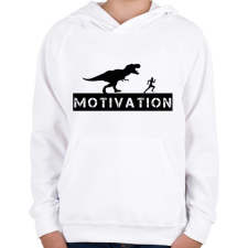 PRINTFASHION Dinosaur motivation - Gyerek kapucnis pulóver - Fehér gyerek pulóver, kardigán