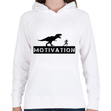 PRINTFASHION Dinosaur motivation - Női kapucnis pulóver - Fehér női pulóver, kardigán