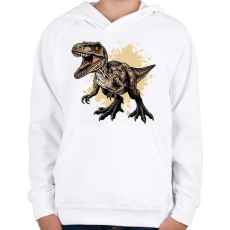 PRINTFASHION Dinoszaurusz  - Gyerek kapucnis pulóver - Fehér