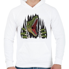 PRINTFASHION Dinoszaurusz - Tépett anyag - Férfi kapucnis pulóver - Fehér férfi pulóver, kardigán