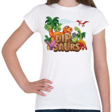 PRINTFASHION Dinoszauruszok - Női póló - Fehér