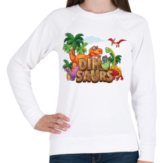 PRINTFASHION Dinoszauruszok - Női pulóver - Fehér