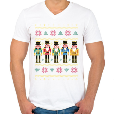 PRINTFASHION Diótörős csúnya pulcsi - Férfi V-nyakú póló - Fehér férfi póló