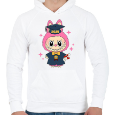 PRINTFASHION Diplomás Labubu - Férfi kapucnis pulóver - Fehér férfi pulóver, kardigán