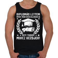PRINTFASHION Diplomás lettem - Férfi atléta - Fekete atléta, trikó