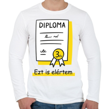 PRINTFASHION Diplomás minta - Számmal - Férfi hosszú ujjú póló - Fehér férfi póló