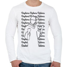 PRINTFASHION Diplomás minta - Vonalas - Férfi hosszú ujjú póló - Fehér férfi póló