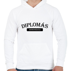 PRINTFASHION Diplomás munkanélküli - Férfi kapucnis pulóver - Fehér