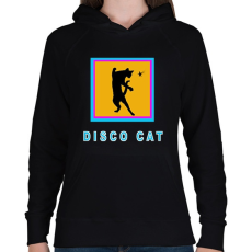 PRINTFASHION DISCO CAT - Női kapucnis pulóver - Fekete