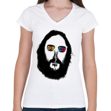 PRINTFASHION disco - Női V-nyakú póló - Fehér női póló