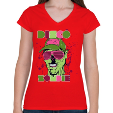 PRINTFASHION Disco Zombie - Női V-nyakú póló - Piros