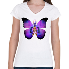 PRINTFASHION dislyte drew - Női V-nyakú póló - Fehér női póló