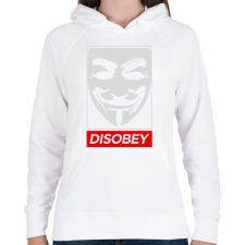 PRINTFASHION Disobey - Női kapucnis pulóver - Fehér női pulóver, kardigán
