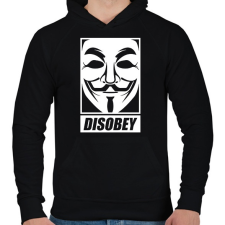 PRINTFASHION disobey vendetta - Férfi kapucnis pulóver - Fekete férfi pulóver, kardigán