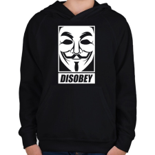 PRINTFASHION disobey vendetta - Gyerek kapucnis pulóver - Fekete gyerek pulóver, kardigán