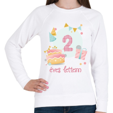 PRINTFASHION Díszes szülinapi minta - Női pulóver - Fehér női pulóver, kardigán