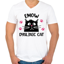 PRINTFASHION Diszlexiás cica - Férfi V-nyakú póló - Fehér férfi póló