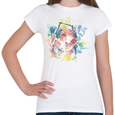 PRINTFASHION Disznó fejhallgatóval - Női póló - Fehér