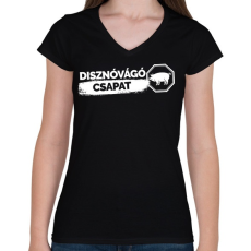 PRINTFASHION Disznóvágás csapat - Női V-nyakú póló - Fekete
