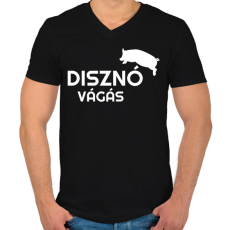 PRINTFASHION Disznóvágás - fehér - Férfi V-nyakú póló - Fekete