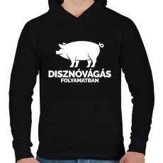 PRINTFASHION Disznóvágás folyamatban - Férfi kapucnis pulóver - Fekete